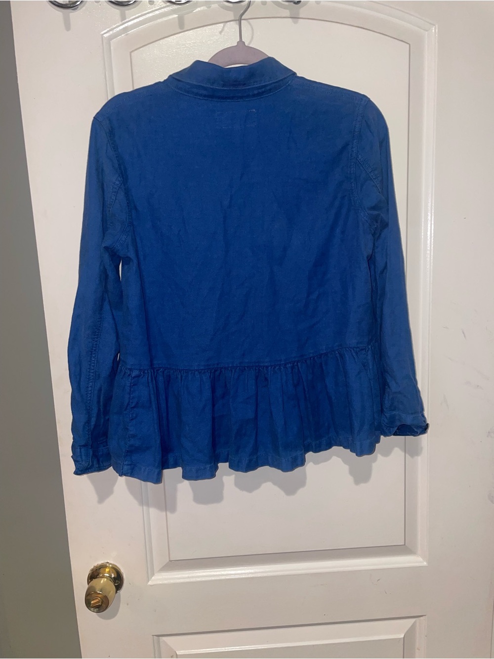New! THE GREAT. Flutter Army Jacket Utility Ruffle Hem Blue 💙 XS - Picture 8 of 11
